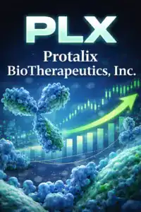 Biotechnology company logo and graph