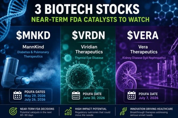 3 Biotech Stocks Facing Near-Term FDA Catalysts: MannKind ($MNKD), Viridian Therapeutics ($VRDN) and Vera Therapeutics ($VERA) 3 Biotech
