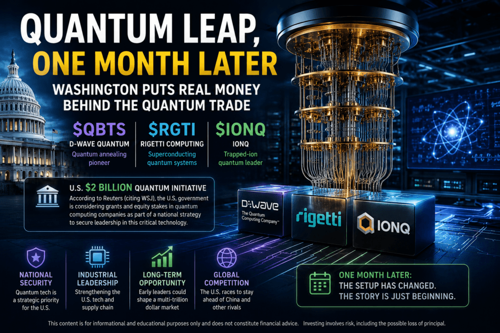 Quantum Leap, One Month Later: Washington Puts Real Money Behind the Quantum Trade — $QBTS $RGTI $IONQ 2 Quantum
