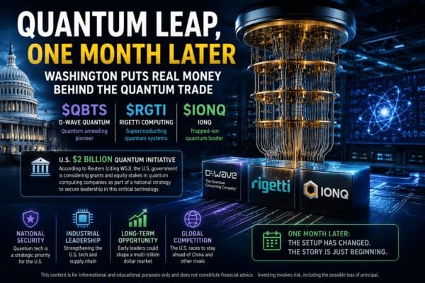 Quantum Leap, One Month Later: Washington Puts Real Money Behind the Quantum Trade — $QBTS $RGTI $IONQ 15 Quantum