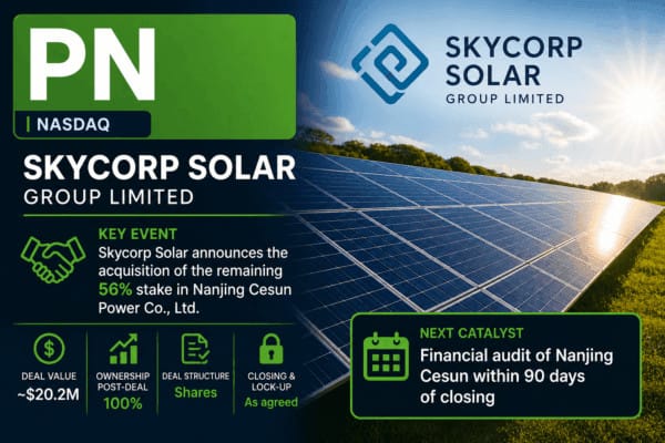 Skycorp Solar Group (Nasdaq: $PN): When a Solar Microcap Becomes a Full-Control Acquisition Story 4 SKYCORP