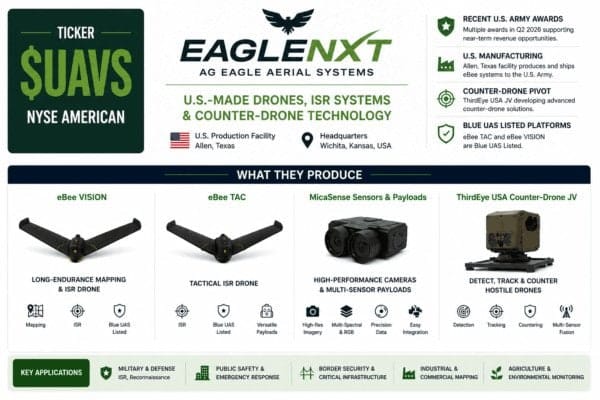 EagleNXT / AgEagle Aerial Systems (NYSE American: $UAVS): U.S.-Made eBee VISION, Army Awards and the Counter-Drone Pivot 16 UAVS
