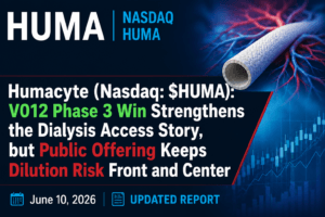 Humacyte (Nasdaq: $HUMA): V012 Phase 3 Win Strengthens the Dialysis Access Story, but Public Offering Keeps Dilution Risk Front and Center 9 HUMA