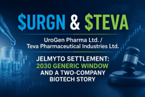 UroGen Pharma (Nasdaq: $URGN) & Teva Pharmaceutical (NYSE: $TEVA): The JELMYTO Settlement, the 2030 Generic Window and a Two-Company Biotech Story 3 urgn teva