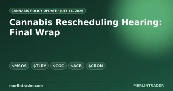 Cannabis rescheduling hearing final wrap cover for $MSOS $TLRY $CGC $ACB $CRON