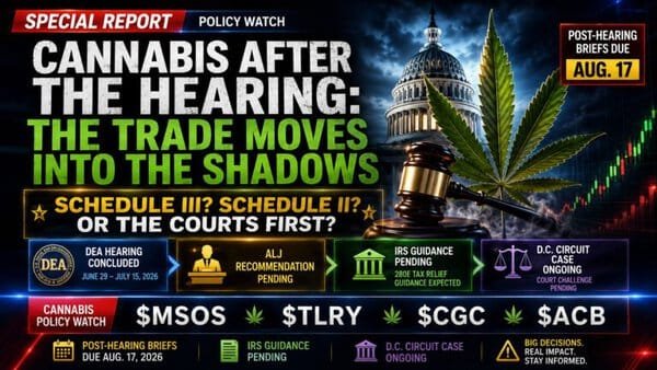 $MSOS $TLRY $CGC $ACB: After the DEA Hearing, the Cannabis Trade Moves Into the Shadows 1 Cannabis