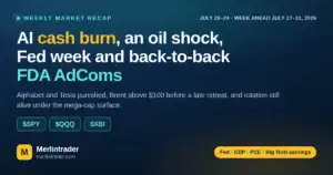 Weekly Market Recap & Week Ahead: AI Cash Burn, Oil Shock, Fed Week and FDA AdComs — $SPY $QQQ $XBI 1 Weekly market recap July 20-24 2026 and week ahead: AI cash burn, oil shock, Fed week and FDA AdComs