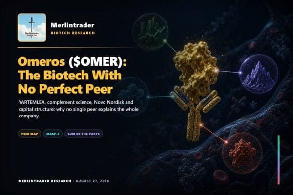 Omeros ($OMER): The Biotech With No Perfect Peer 10 Omeros OMER: YARTEMLEA, biotech peers and sum-of-the-parts valuation, Merlintrader research cover