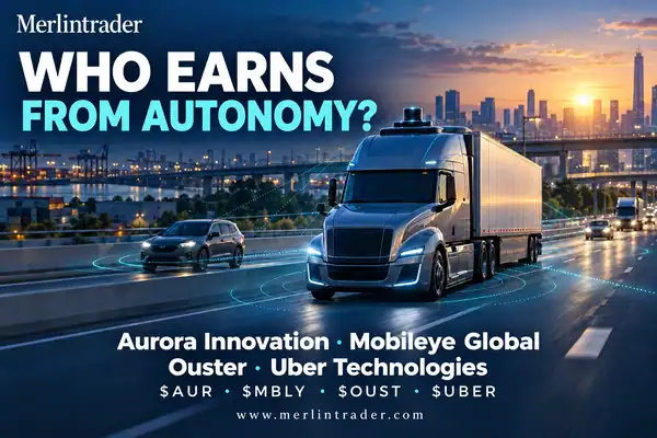 Conceptual illustration of autonomous truck and passenger vehicle: Aurora, Mobileye, Ouster and Uber.