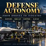 Merlintrader editorial illustration of drone manufacturing and defense autonomy: ONDS, RCAT, DPRO and AVAV