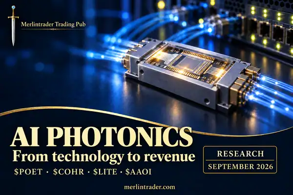 AI photonics: chips and optical connections. Merlintrader research on $POET, $COHR, $LITE and $AAOI.