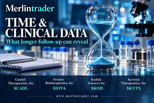 Conceptual clinical research timeline with Candel Therapeutics CADL, Iovance Biotherapeutics IOVA, Kodiak Sciences KOD and Kyverna Therapeutics KYTX.