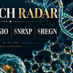 Biotech Radar October 30, 2026: ABOS, AGIO, NRXP and REGN. AI-generated editorial illustration.