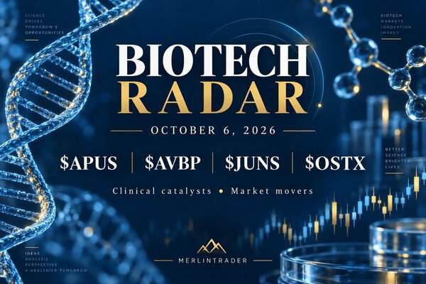 Biotech Radar October 6, 2026: $APUS, $AVBP, $JUNS and $OSTX — Merlintrader