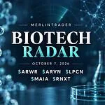 Merlintrader Biotech Radar, October 7, 2026: $ARWR, $ARVN, $LPCN, $MAIA and $RNXT; conceptual laboratory and molecular illustration.